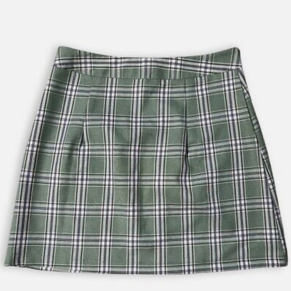 New without tags Princess Polly size 0 green blue plaid mini zip up skirt - Picture 1 of 5